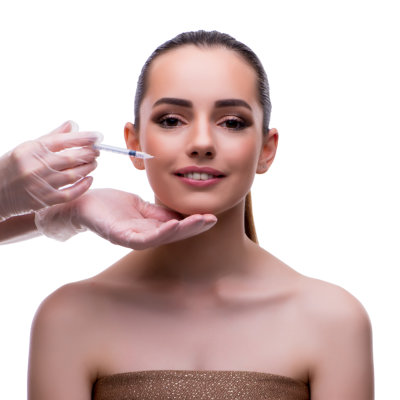 teenager girl injecting beauty serum on her face